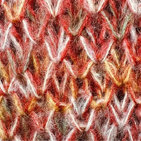 VTG 60s Sears Mary Lewis Cardigan Sweater Orange Green Space dye Wood Buttons M - Picture 5 of 9